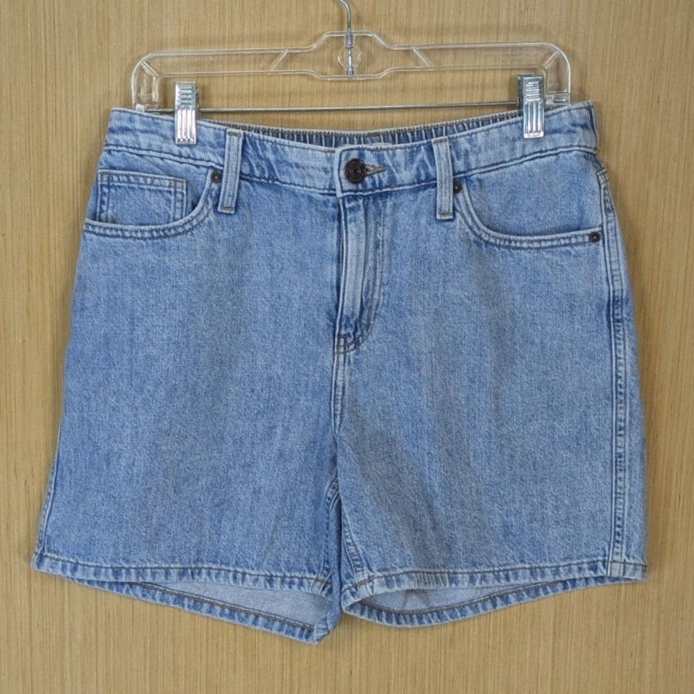 Maurices M Jeans Womens High Rise Denim Mom‎ Shorts Light Wash Blue Cotton 10